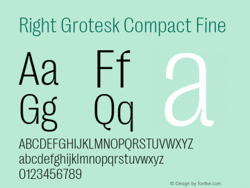 Right Grotesk Compact Fine Version 1.001;hotconv 1.0.109;makeotfexe 2.5.65596 Font Sample