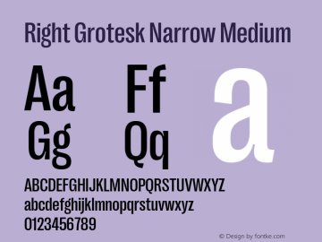 Right Grotesk Narrow Medium Version 1.001;hotconv 1.0.109;makeotfexe 2.5.65596 Font Sample