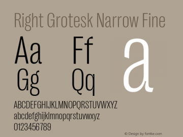 Right Grotesk Narrow Fine Version 1.001;hotconv 1.0.109;makeotfexe 2.5.65596 Font Sample