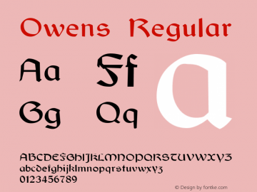 Owens Regular 0.0 Font Sample