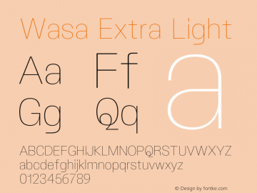 Wasa Extra Light Version 1.000;hotconv 1.0.109;makeotfexe 2.5.65596 Font Sample