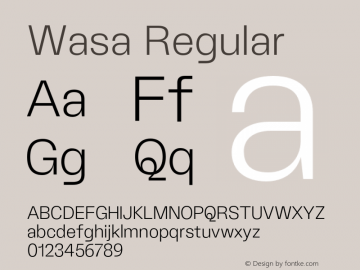 Wasa Regular Version 1.000;hotconv 1.0.109;makeotfexe 2.5.65596 Font Sample