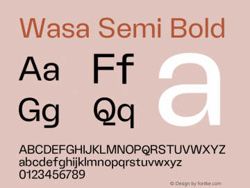 Wasa Semi Bold Version 1.000;hotconv 1.0.109;makeotfexe 2.5.65596 Font Sample