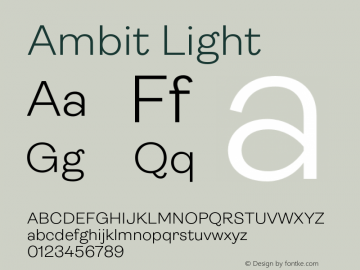 Ambit Light Version 1.020;hotconv 1.0.109;makeotfexe 2.5.65596 Font Sample
