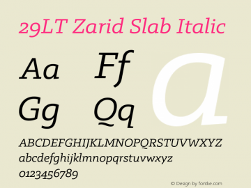 29LT Zarid Slab Slanted Version 2.000;hotconv 1.0.109;makeotfexe 2.5.65596图片样张