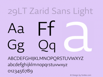 29LT Zarid Sans Light Version 2.000;hotconv 1.0.109;makeotfexe 2.5.65596 Font Sample