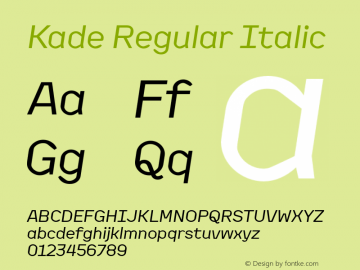 Kade-Italic Version 2.000 | wf-rip DC20190805 Font Sample