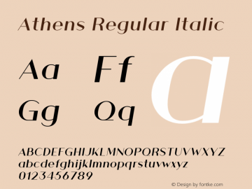 Athens-RegularItalic Version 1.000 | wf-rip DC20190520 Font Sample