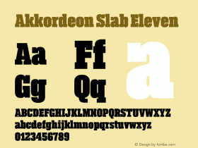 Akkordeon Slab Eleven Version 1.000;PS 1.0;hotconv 1.0.88;makeotf.lib2.5.647800 Font Sample