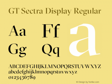 GT Sectra Display Regular Version 3.002;PS 003.002;hotconv 1.0.88;makeotf.lib2.5.64775 Font Sample