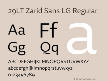 29LT Zarid Sans LG Regular Version 1.001 Font Sample