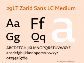 29LT Zarid Sans LC Medium Version 1.001 Font Sample