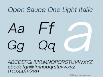 Open Sauce One Light Italic Version 1.477 Font Sample