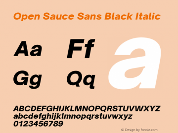 Open Sauce Sans Black Italic Version 1.477图片样张