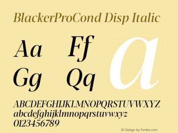 BlackerProCond Disp Italic Version 1.000图片样张