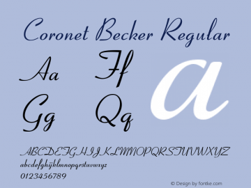 Coronet Becker Regular Version 1.05 Font Sample