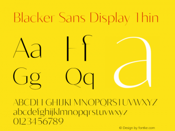 Blacker Sans Display Thin Version 1.000 Font Sample