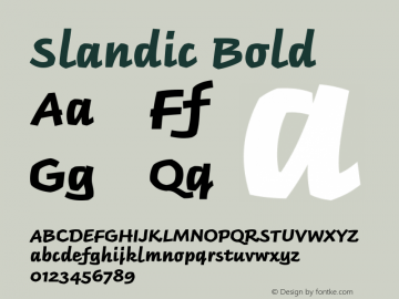 Slandic Bold Version 1.000 Font Sample