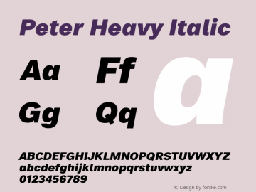 Peter Heavy Italic Version 1.003 Font Sample