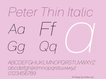 Peter Thin Italic Version 1.003图片样张