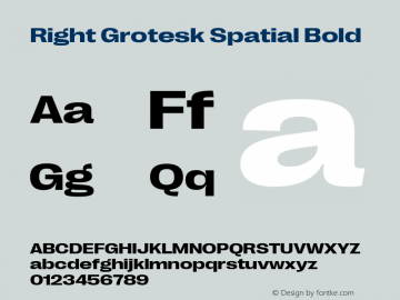 Right Grotesk Spatial Bold Version 1.001 Font Sample
