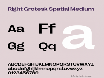 Right Grotesk Spatial Medium Version 1.001 Font Sample