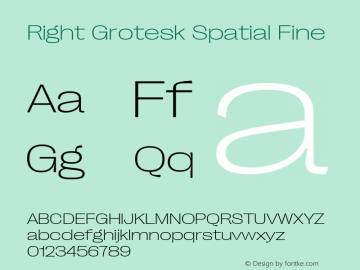 Right Grotesk Spatial Fine Version 1.001 Font Sample
