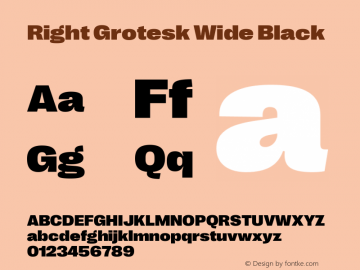 Right Grotesk Wide Black Version 1.001 Font Sample