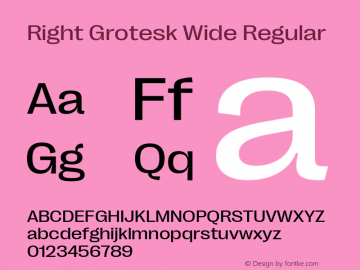 Right Grotesk Wide Regular Version 1.001 Font Sample