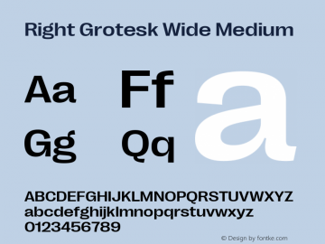 Right Grotesk Wide Medium Version 1.001 Font Sample