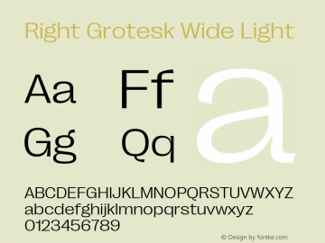 Right Grotesk Wide Light Version 1.001 Font Sample