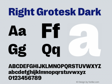 Right Grotesk Dark Version 1.001 Font Sample