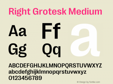 Right Grotesk Medium Version 1.001 Font Sample