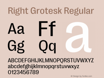 Right Grotesk Regular Version 1.001 Font Sample