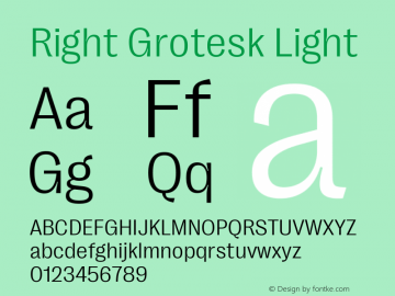 Right Grotesk Light Version 1.001 Font Sample