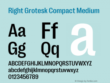 Right Grotesk Compact Medium Version 1.001 Font Sample