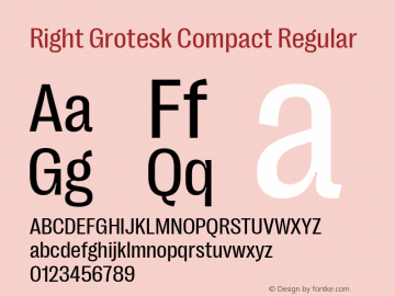 Right Grotesk Compact Regular Version 1.001 Font Sample