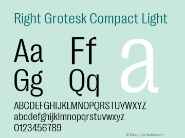 Right Grotesk Compact Light Version 1.001 Font Sample
