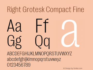 Right Grotesk Compact Fine Version 1.001 Font Sample