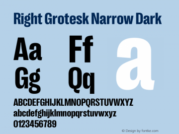 Right Grotesk Narrow Dark Version 1.001 Font Sample