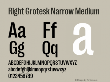 Right Grotesk Narrow Medium Version 1.001 Font Sample