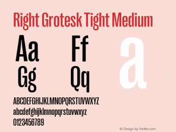 Right Grotesk Tight Medium Version 1.001 Font Sample