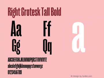 Right Grotesk Tall Bold Version 1.001 Font Sample