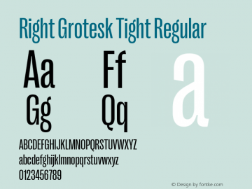 Right Grotesk Tight Regular Version 1.001 Font Sample