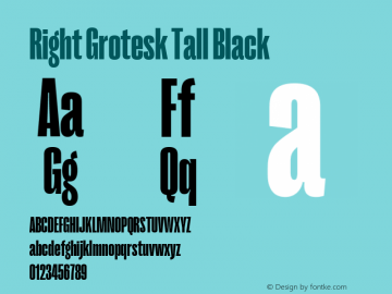 Right Grotesk Tall Black Version 1.001 Font Sample