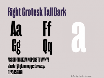 Right Grotesk Tall Dark Version 1.001 Font Sample