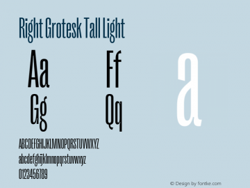 Right Grotesk Tall Light Version 1.001 Font Sample