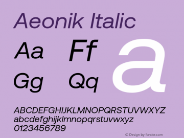 Aeonik Regular Italic Version 1.000图片样张