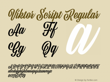 Viktor Script Regular Regular Version 1.002;PS 1.2;hotconv 1.0.72;makeotf.lib2.5.5900 Font Sample