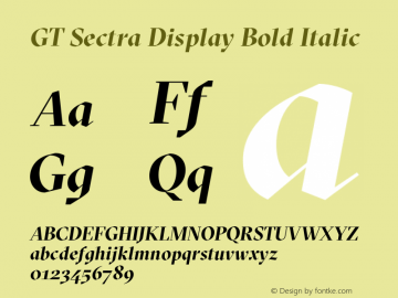 GT Sectra Display Bold Italic Version 3.002 Font Sample